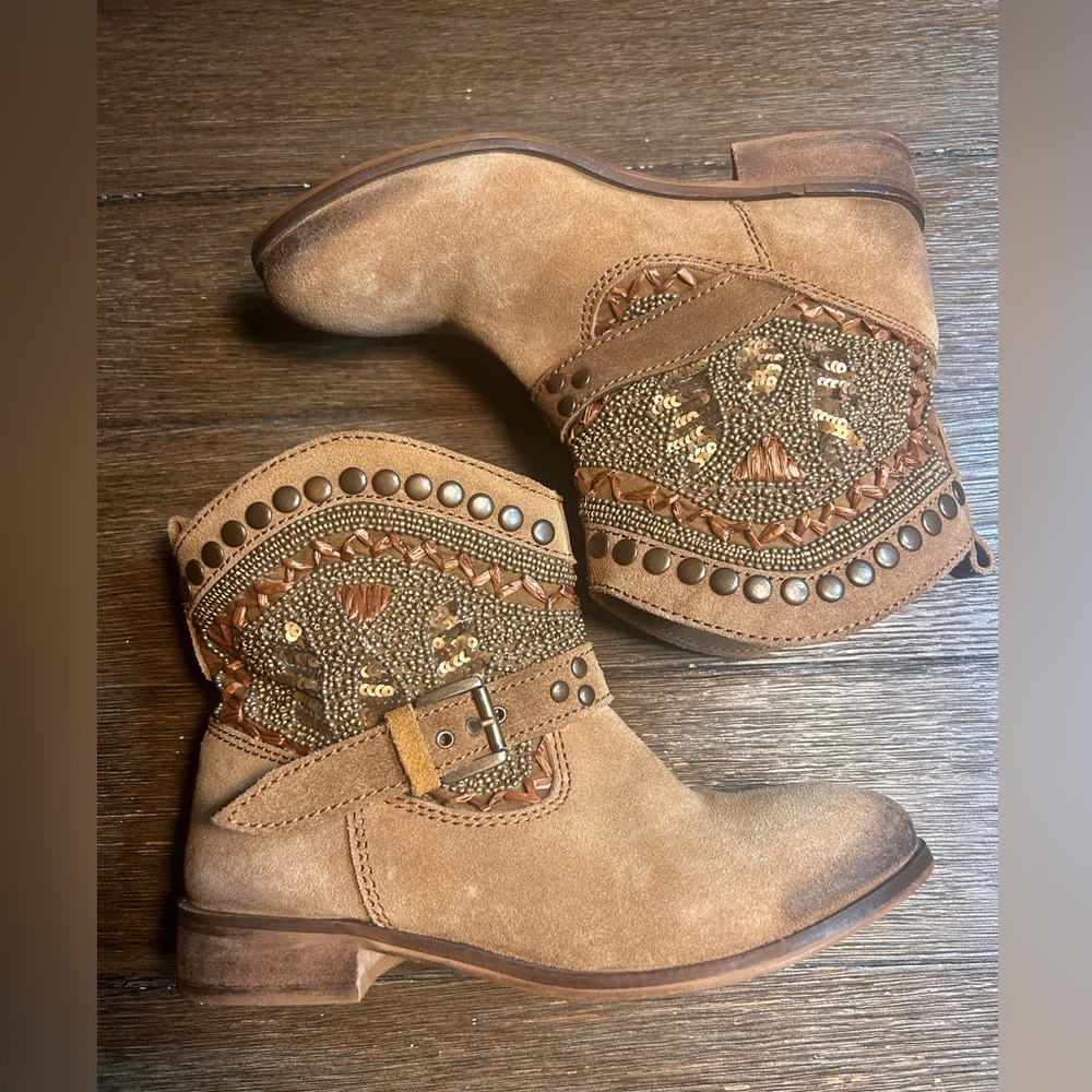 Naughty Monkey Lysander suede leather embellished cowgirl booties size 6.5 - Picture 5 of 15